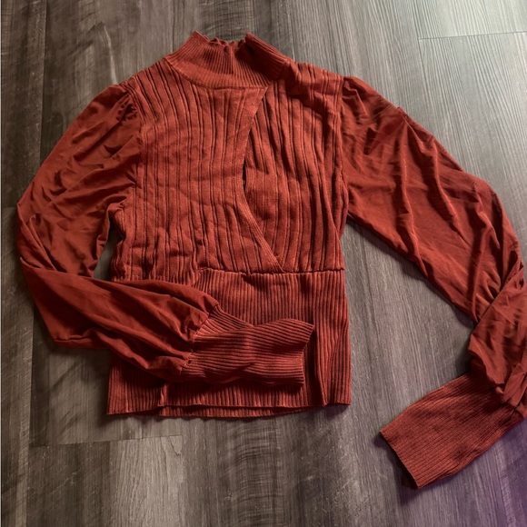 Rust Red Ribbed Sweater - Picture 1 of 4